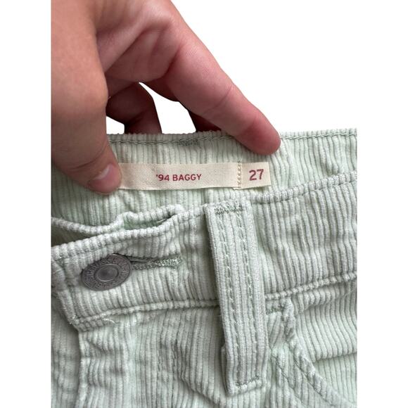 Levi’s 94 Baggy Corduroy Pants Mint Green High Rise Straight Leg Women’s 27 - Picture 7 of 10